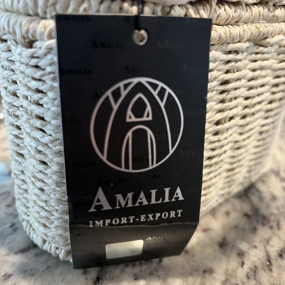 Amalia Imports Wicker Rattan Style Top Handle Bag Detachable Chain Strap NWT